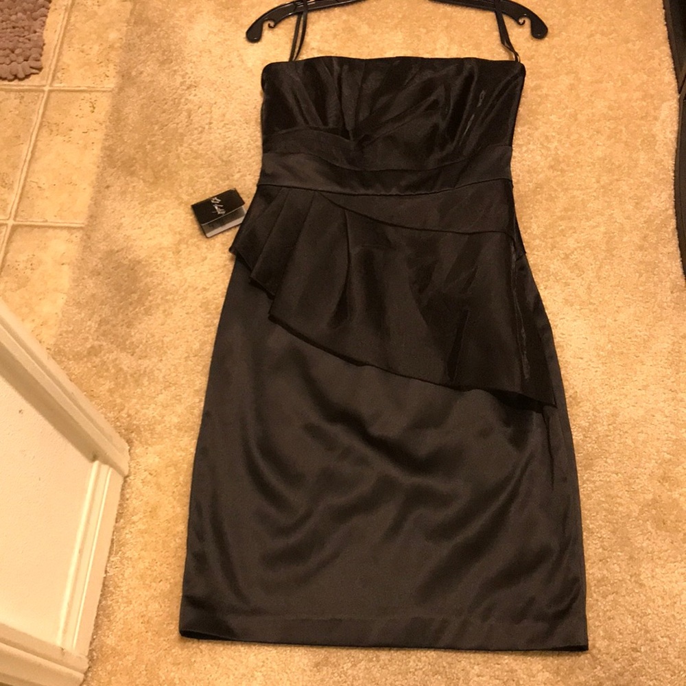 WHBM Black Strapless Dress Peplum Style Size 2